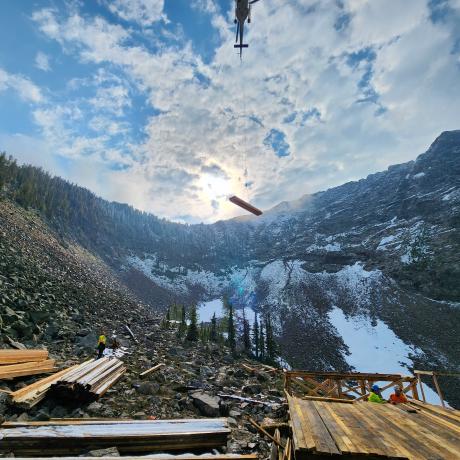 Drill pad construction at the Vulcan Project in Southeast British Columbia 2023