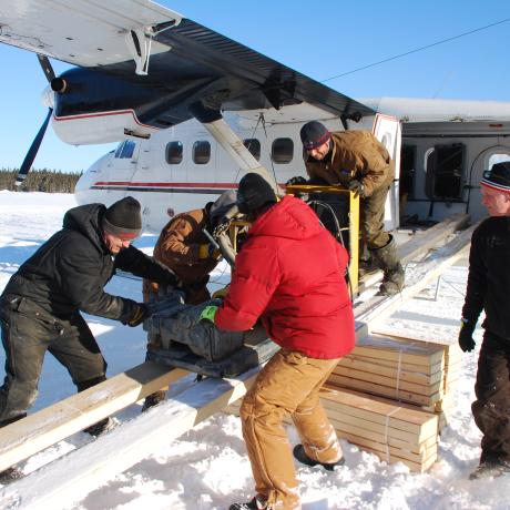 Unloading Twin Otter on Frozen Lake at the Karin Lake property