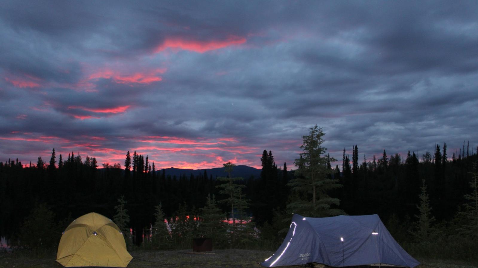 An Evening Sunset over the Exploration Camp at the Dragon Lake Gold Project Yukon Territory An Evening Sunset over the Exploration Camp at the Dragon Lake Gold Project Yukon Territory