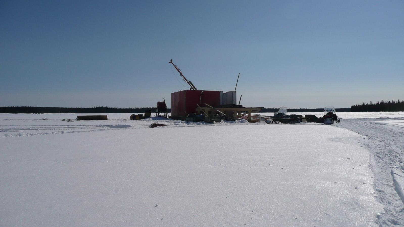 Drill Rig on ice at Karin Lake property in northern Saskatchewan