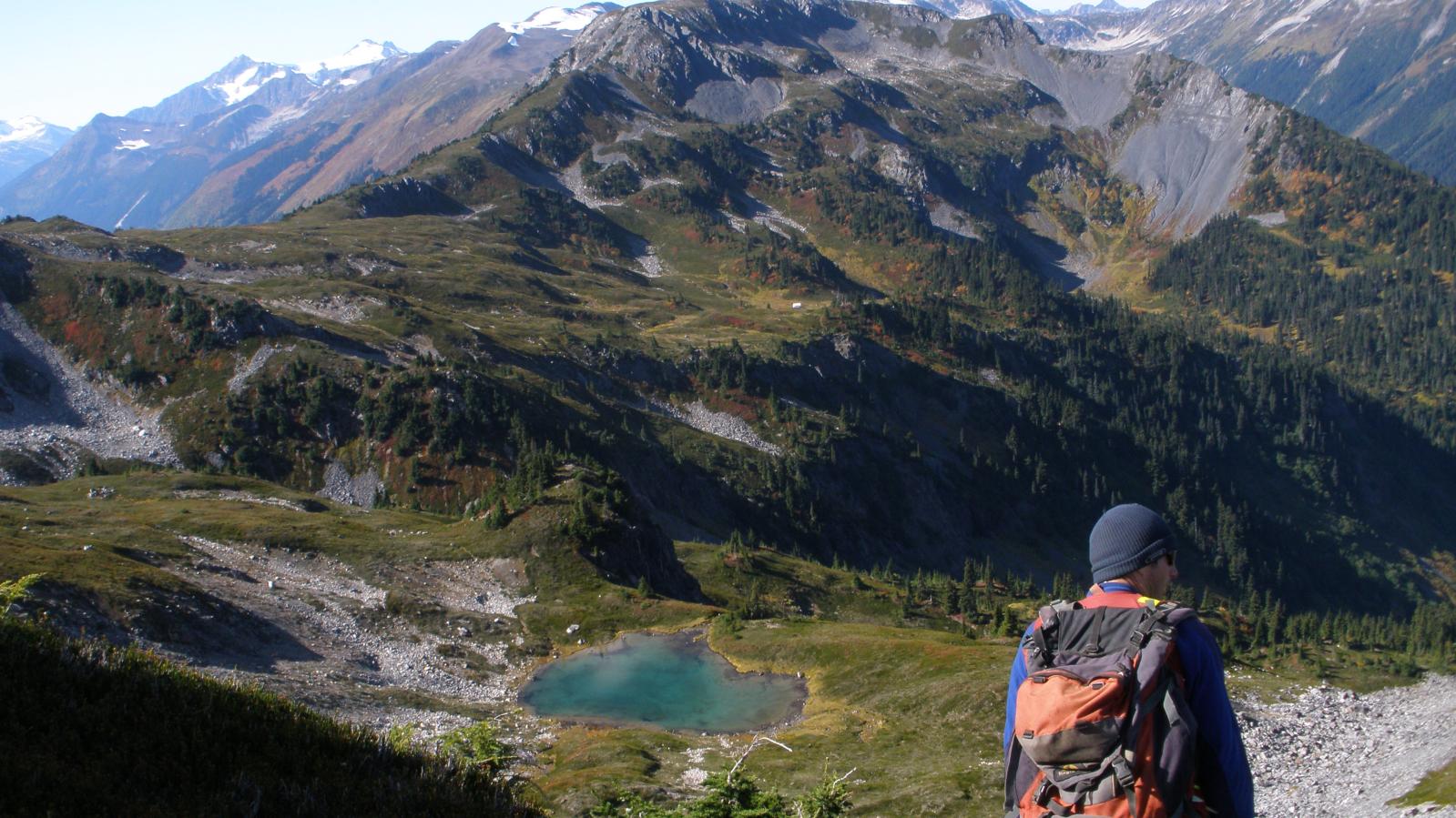 Geologist on an explortion traverse in NW BC 