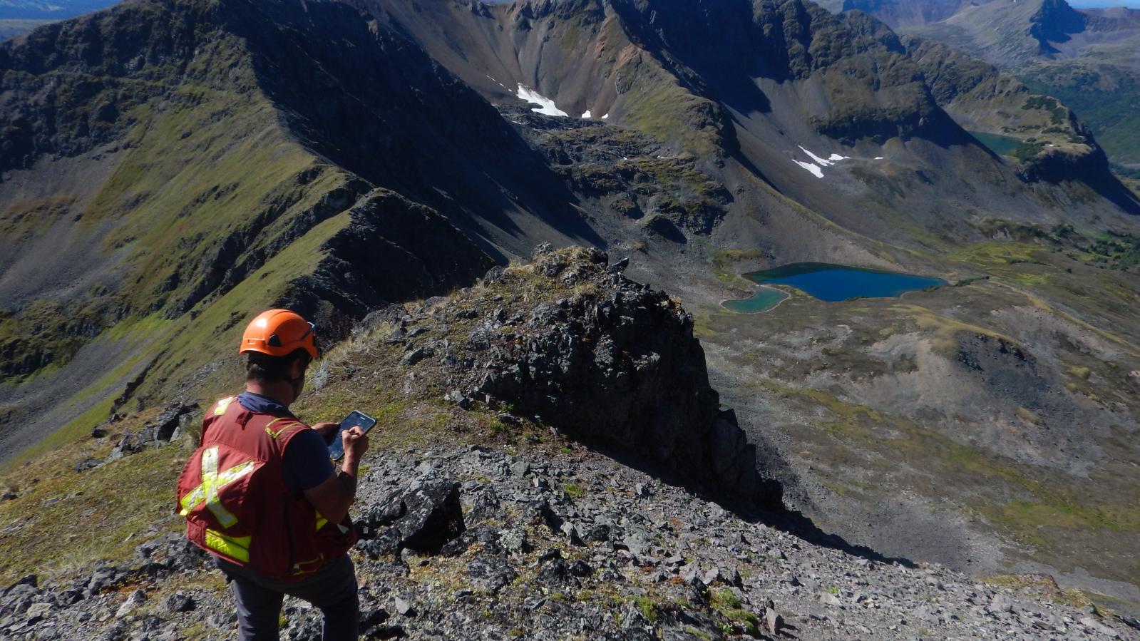 An exploration geologist at the Theory Project in the Toodoggone mining district, BC.e