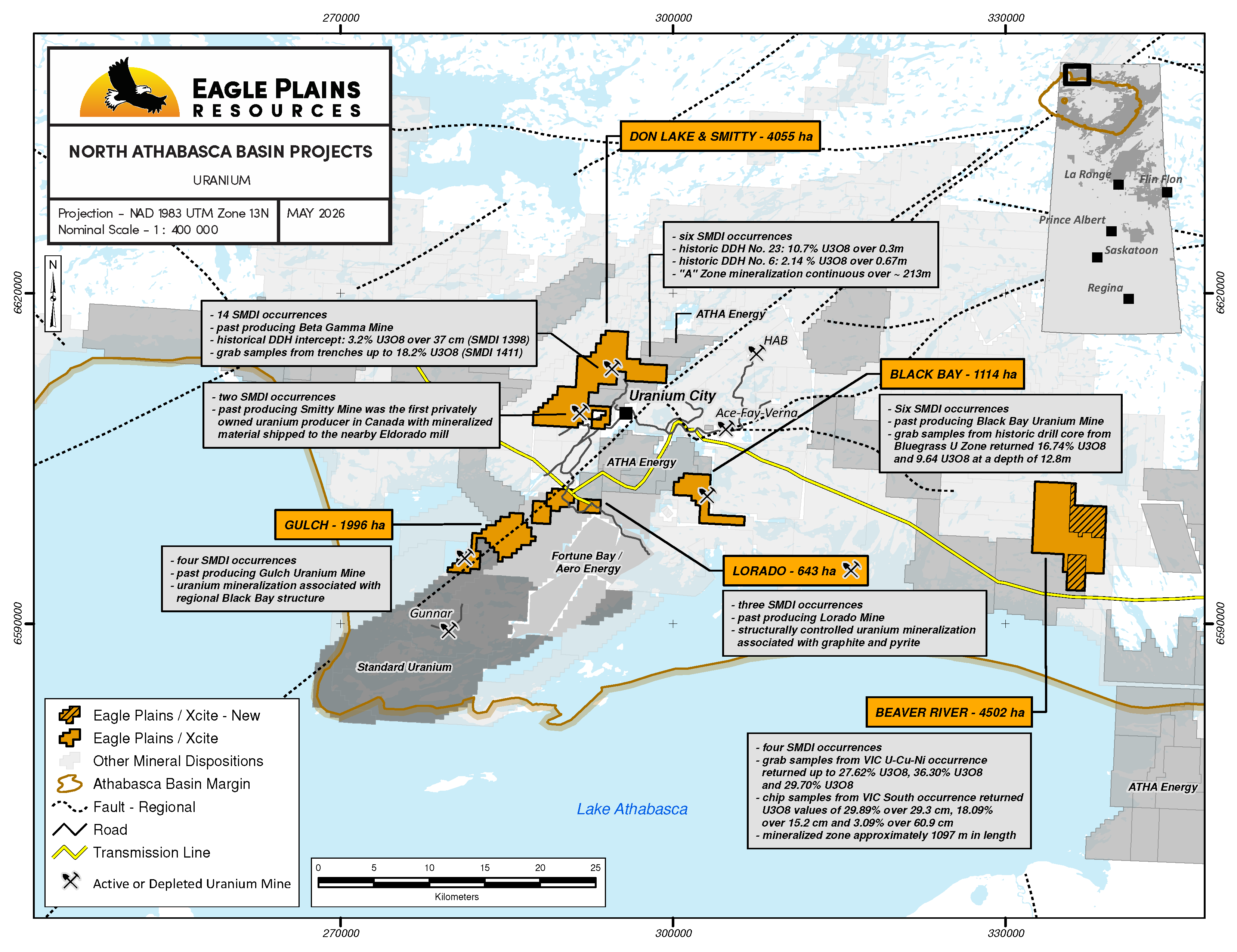 North Athabasca Basin Projects Map - 2026
