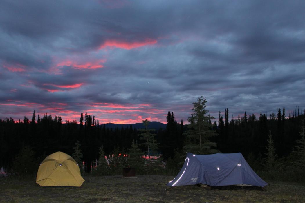 An Evening Sunset over the Exploration Camp at the Dragon Lake Gold Project Yukon Territory