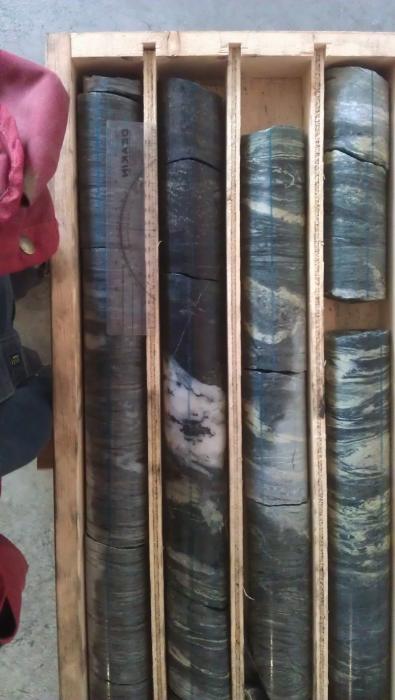Acacia drill core box - Massive Po-py Acacia Zone 2012 drilling