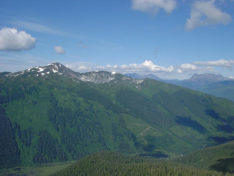 Looking north accross the Nelson (main) river at the Misty Zone of the kalum Property in Northwestern British Columbia