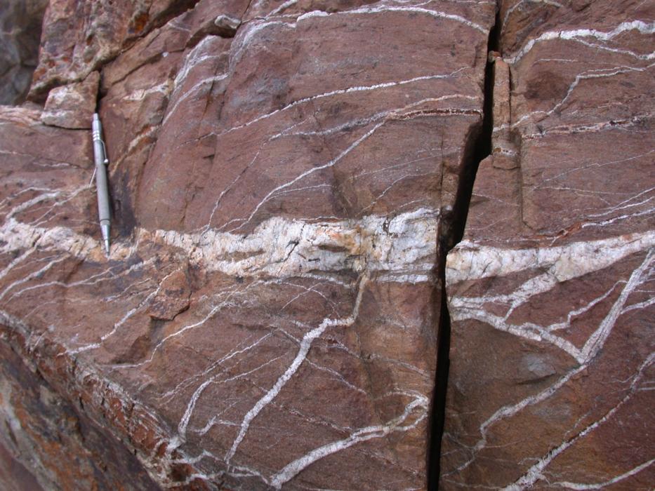 Mineralized shear zone at Hat Zone - Kalum Project in Northwestern British Columbia