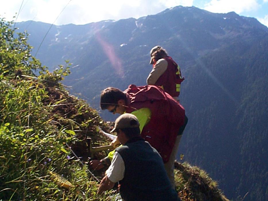 Looking SE from Rico Showing Area at a Sampling Crew at the Kalum Property in Southwestern British Columbia