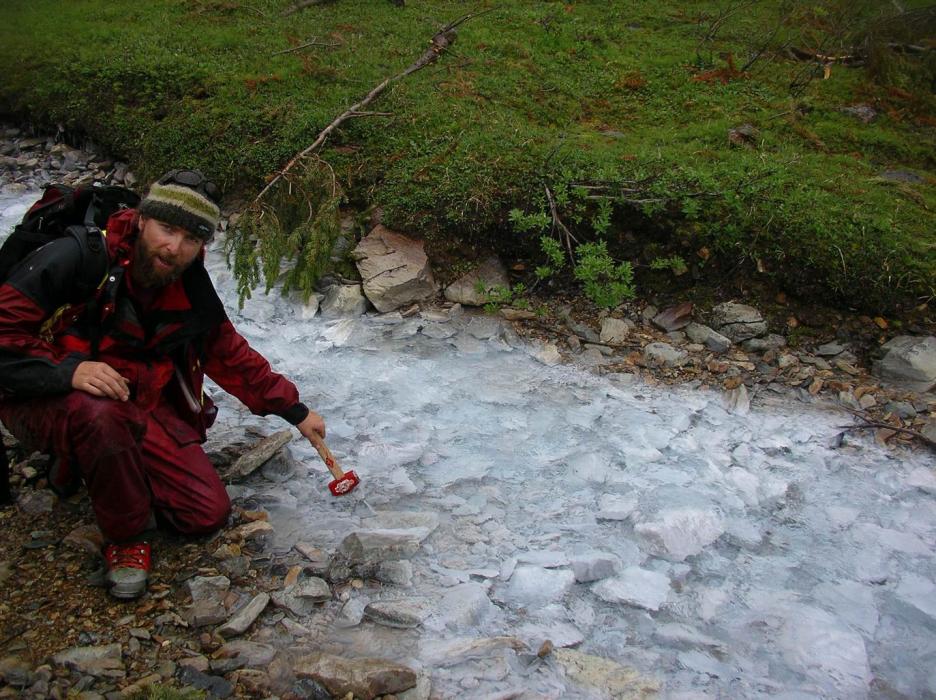 Very low PH Creek Draining the Northern Portion of the MM Critical Minerals Property - Indicative of Sulphide Mineralization