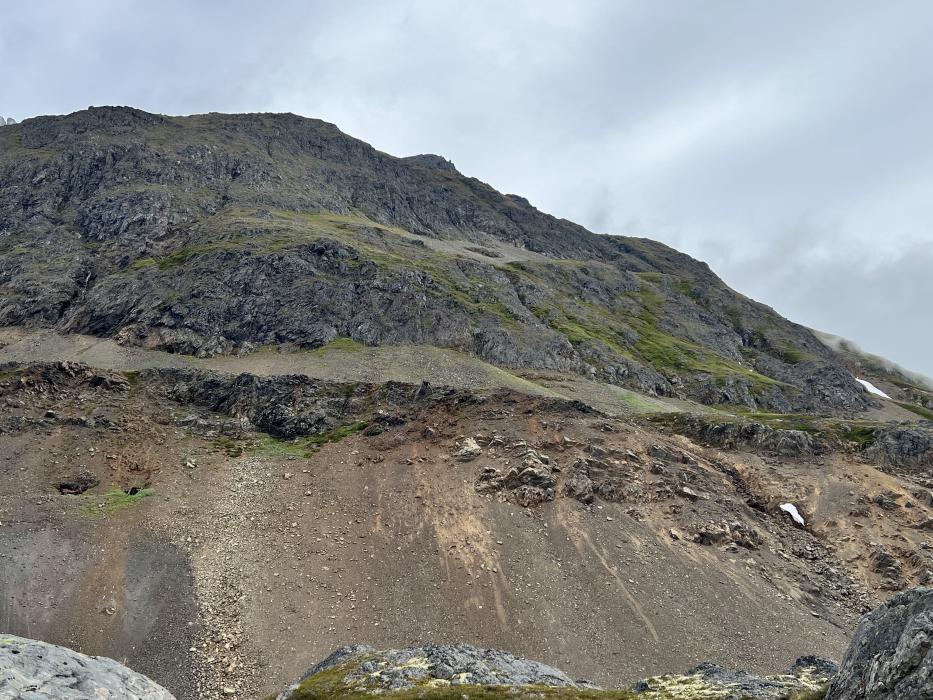 View of lower and upper adit (left side of image)