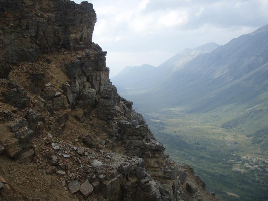 Cliff and mountain valley at teh titan Project in NW BC 