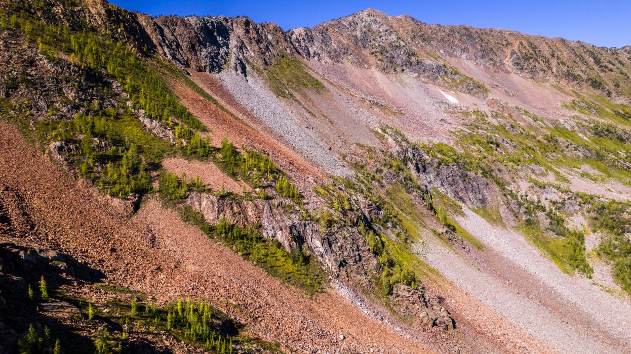 Vulcan scree slope weathering 2022 Scree slope weathering at Vulcan Project 2022