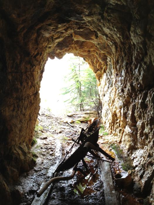 View from Inside a Historical Adit at the Battleship Zone - Panel sampling returned 746.3 g/t silver, 25.0% lead and 4.95% zinc over a 24m section, including 6m 1444.7 g/t Silver, 50.4% Lead and 5.37% Zinc